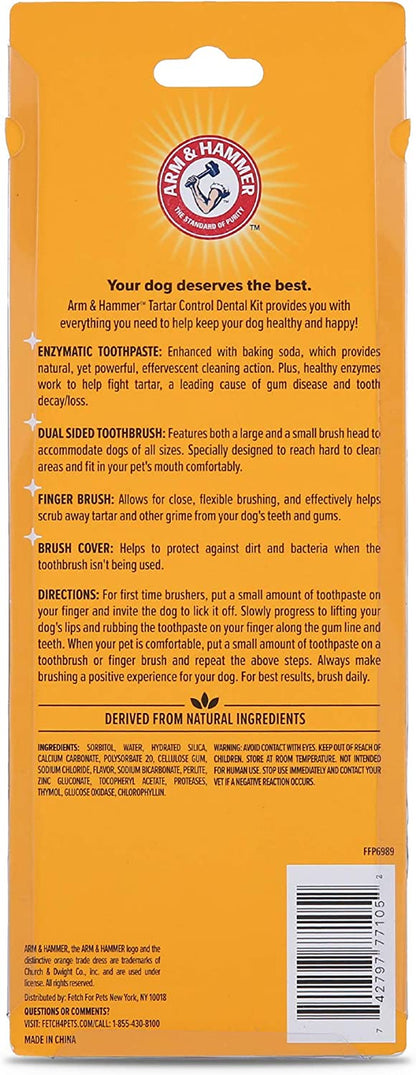 for Pets Tartar Control Dog Dental Care Kit, Dog Toothpaste Kit with Toothbrush and Finger Brush for Oral Hygiene and Fresh Breath Care, Banana Mint Flavor, 2.5 Oz, 3-Piece Kit